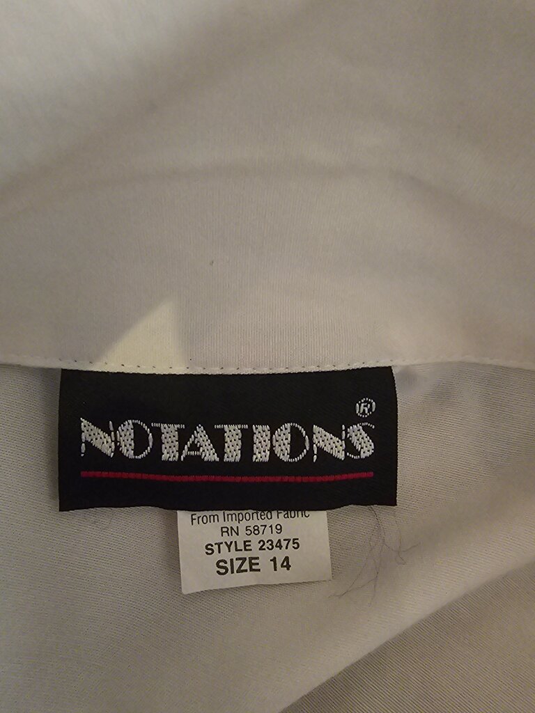 Notations Women's Size 14 White Blouse