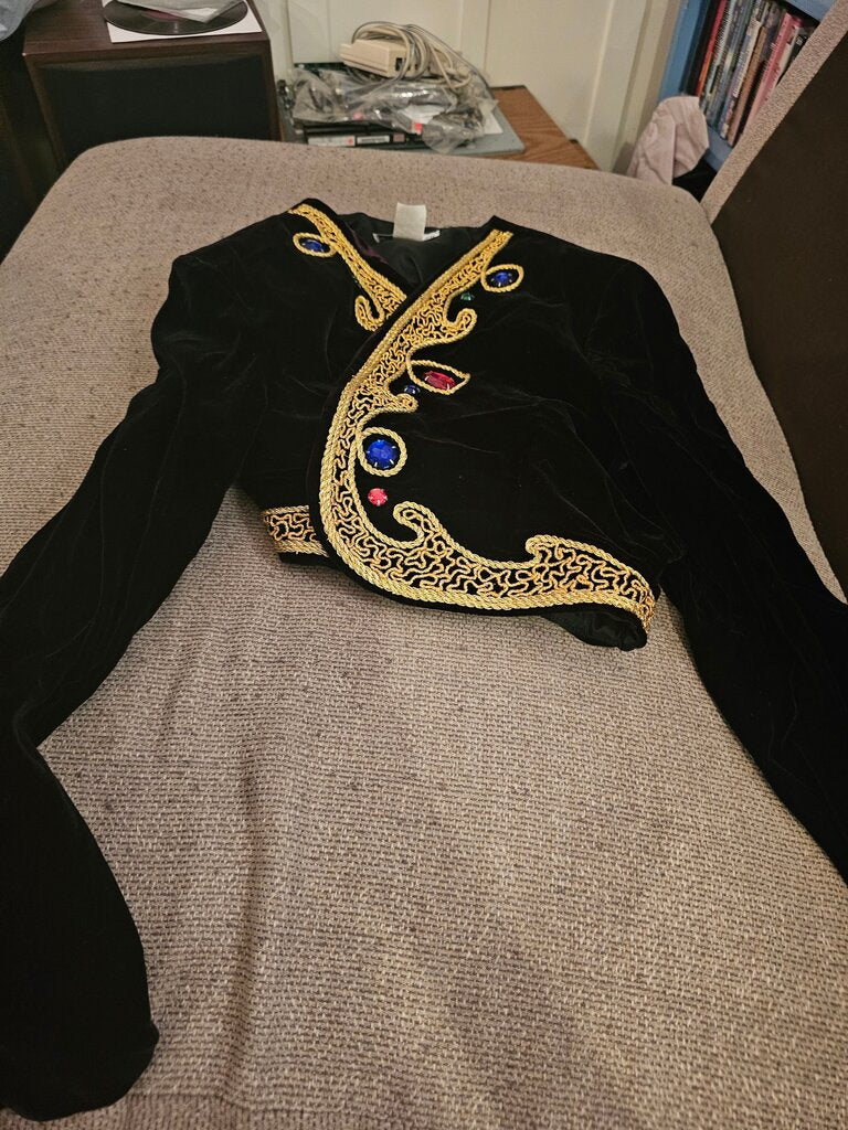 Karen Miller Black Velvet Jacket with Colorful Embroidery