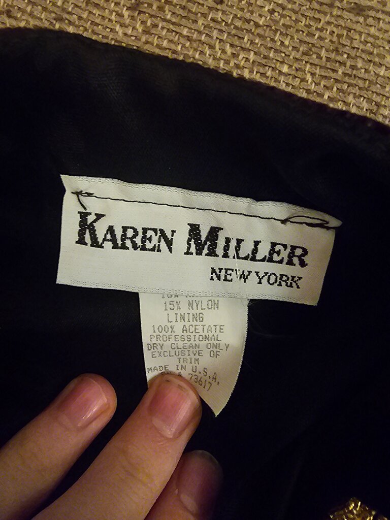 Karen Miller Black Velvet Jacket with Colorful Embroidery