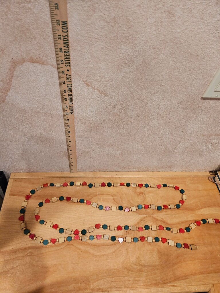 Colorful VINTAGE Christmas Tree Decor Wooden Bead Garland table scatter mantel cottagecore grandma core drape