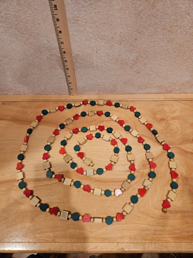 Colorful VINTAGE Christmas Tree Decor Wooden Bead Garland table scatter mantel cottagecore grandma core drape