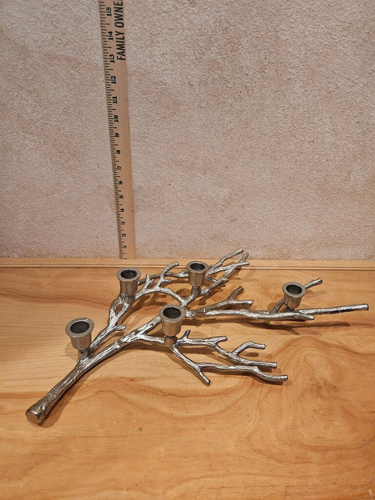 Decorative Silver Nickle/Painted Iron Tree Branch Branch Candle Holder Sculpture Rustic Lodge table decor Taper Centerpiece