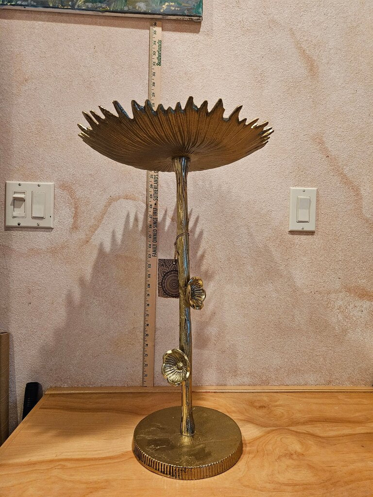 New Ornate Gold Gilded Floral Hollywood Regency Style AS IS Side Table w flower Gilt Accents