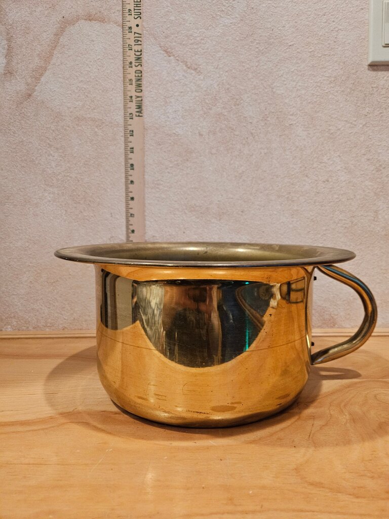 Vintage Shinny Brass Chamber Pot; Reproduction Brass Chamber Pot, Railroad Chamber Pot, Brass Cachepot, Brass Planter, Railroadiana, Railwayana