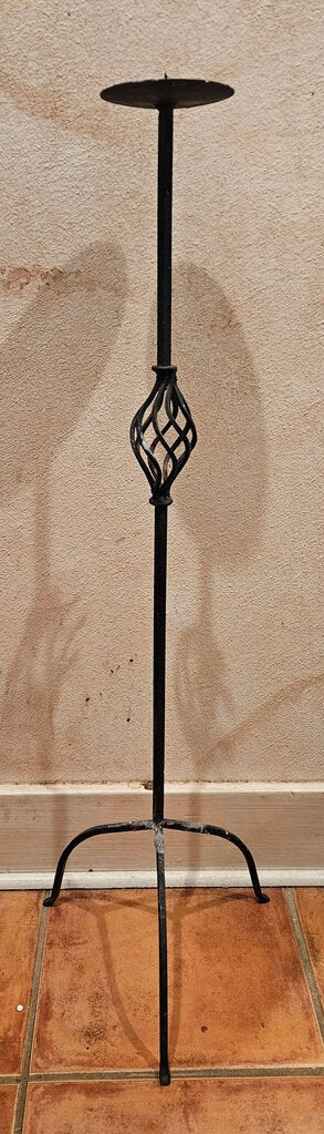 Vintage Rusted Twisted Wrought Iron Candle Holder Floor Standing Candle Stand