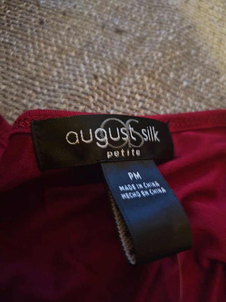 August Silk Petite Red Dress with Gold Accents