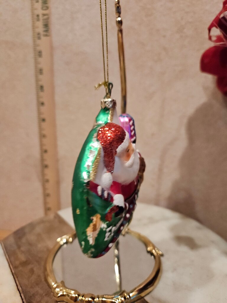 Santa Claus Ornament in Green Envelope