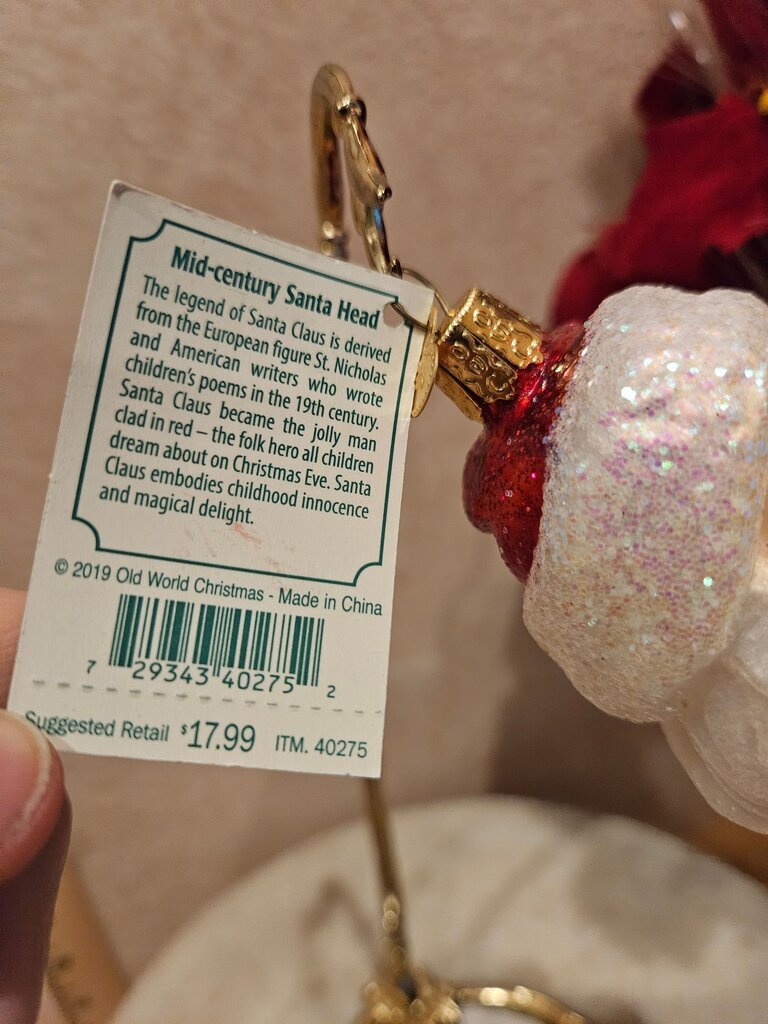 Mid-century Santa Claus Head Ornament