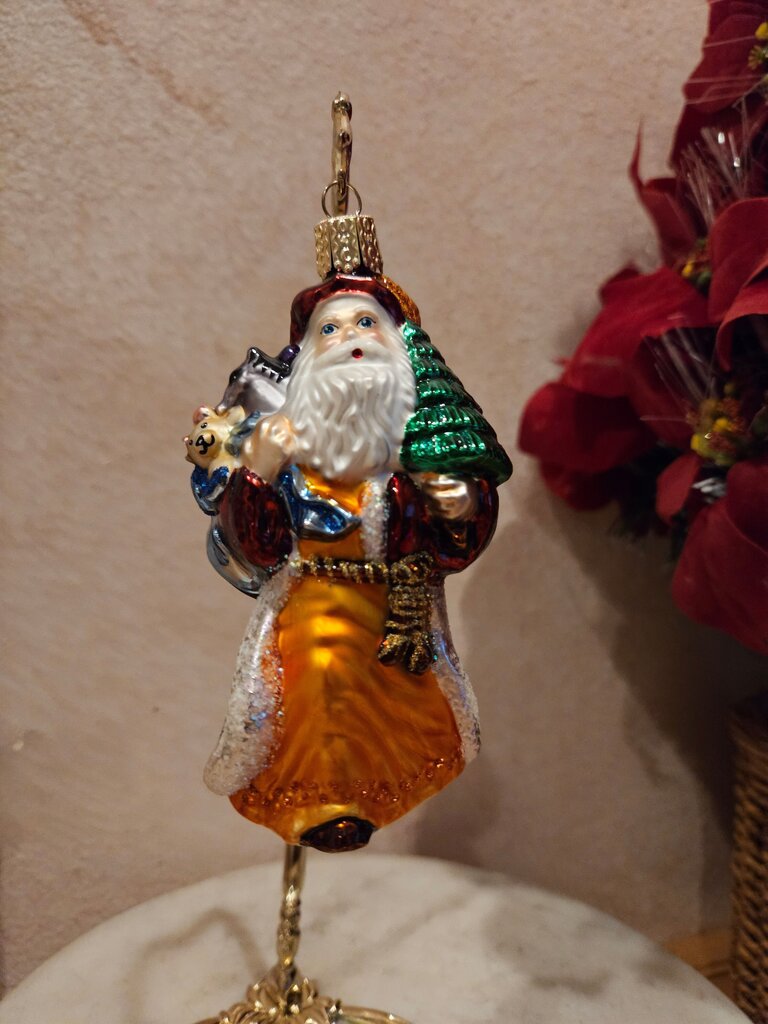 Christmas Glass Santa Ornament