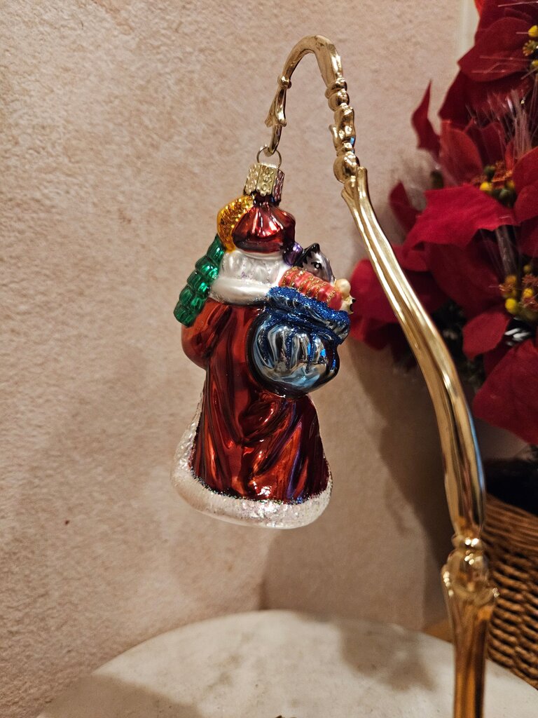 Christmas Glass Santa Ornament