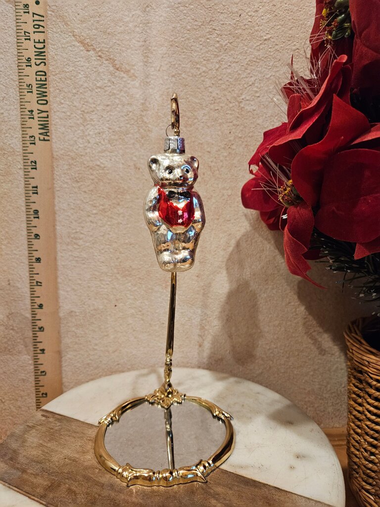 Silver Teddy Bear Christmas Ornament