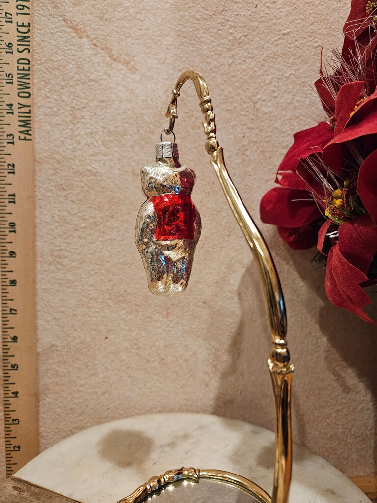 Silver Teddy Bear Christmas Ornament