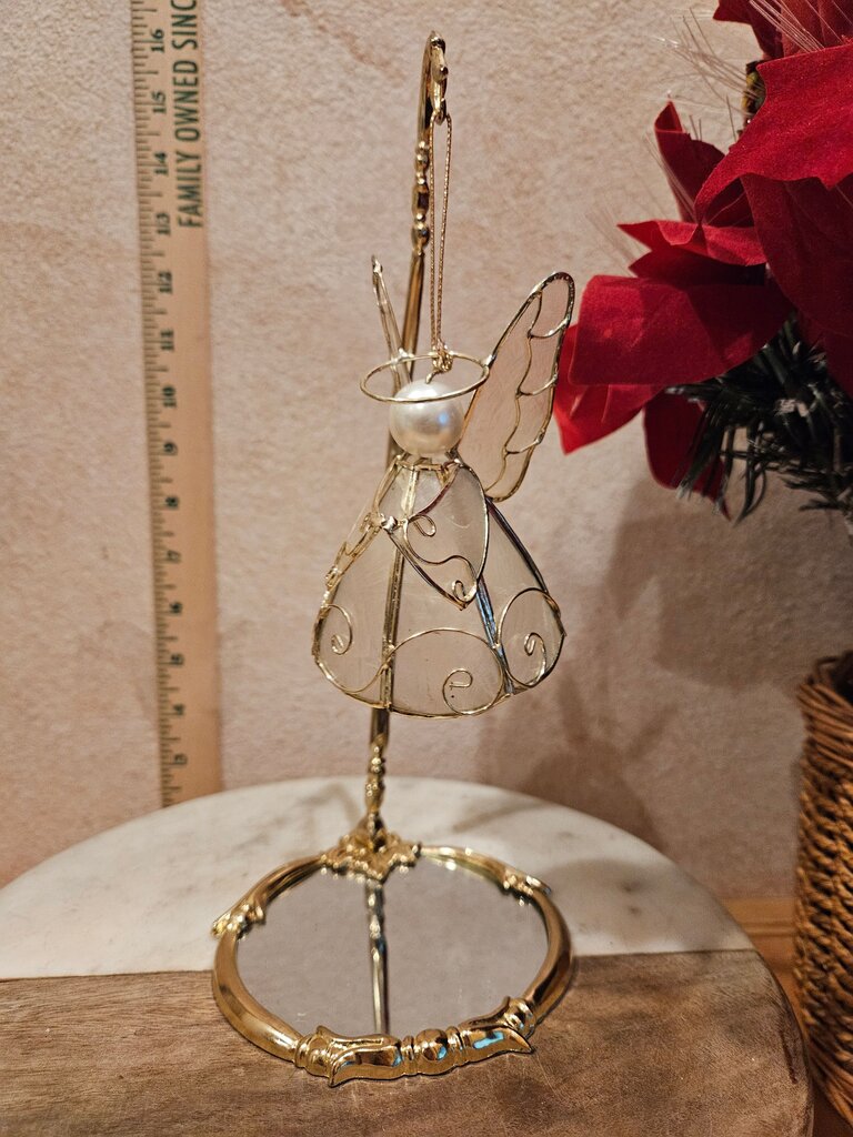 Decorative Angel Figurine with Mirror Base