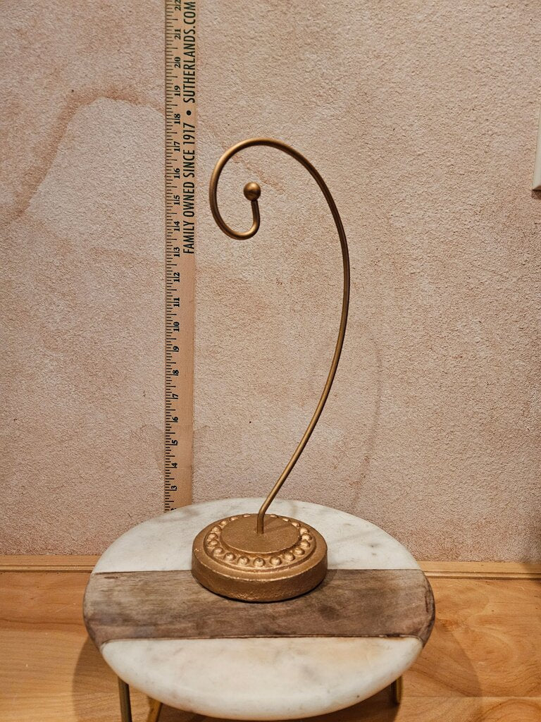 Gold Gilded Large Metal Ornament Display Stand for Hanging Christmas Ornaments w heavy base Hollywood Regency style