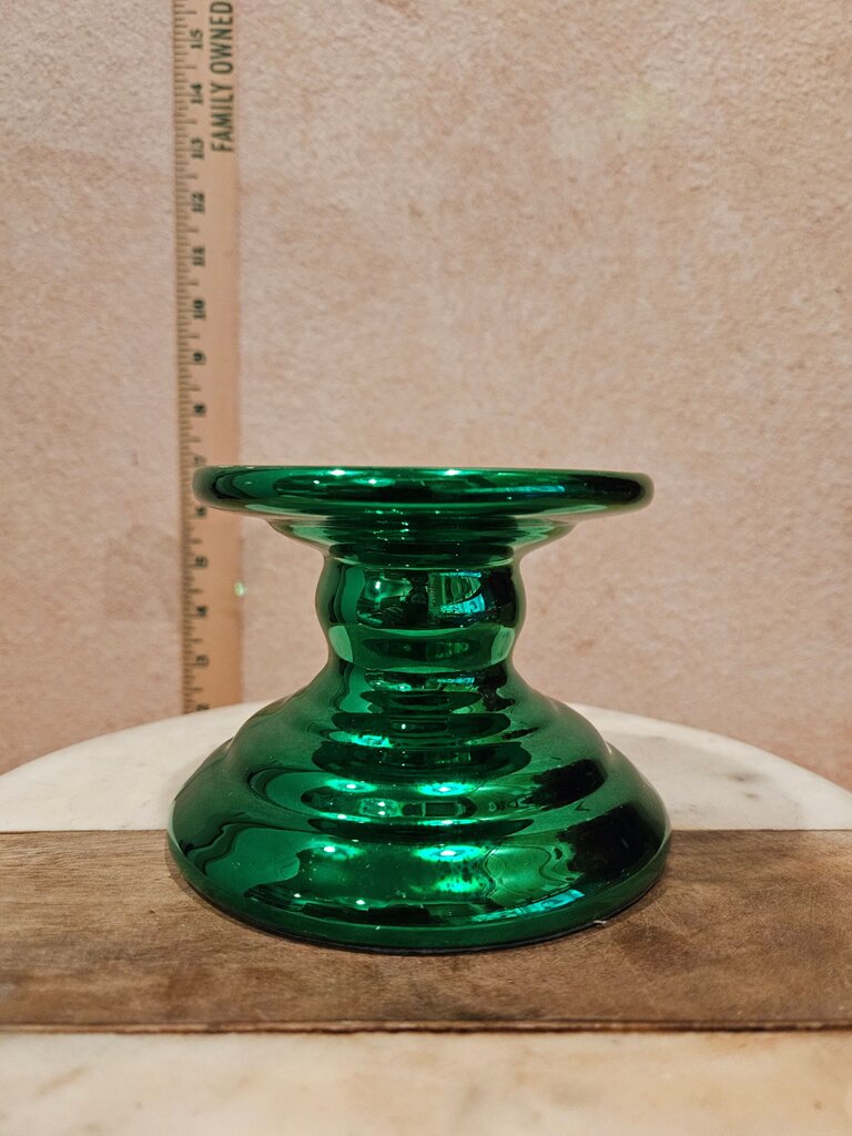 Vintage Green Glass Candle Holder