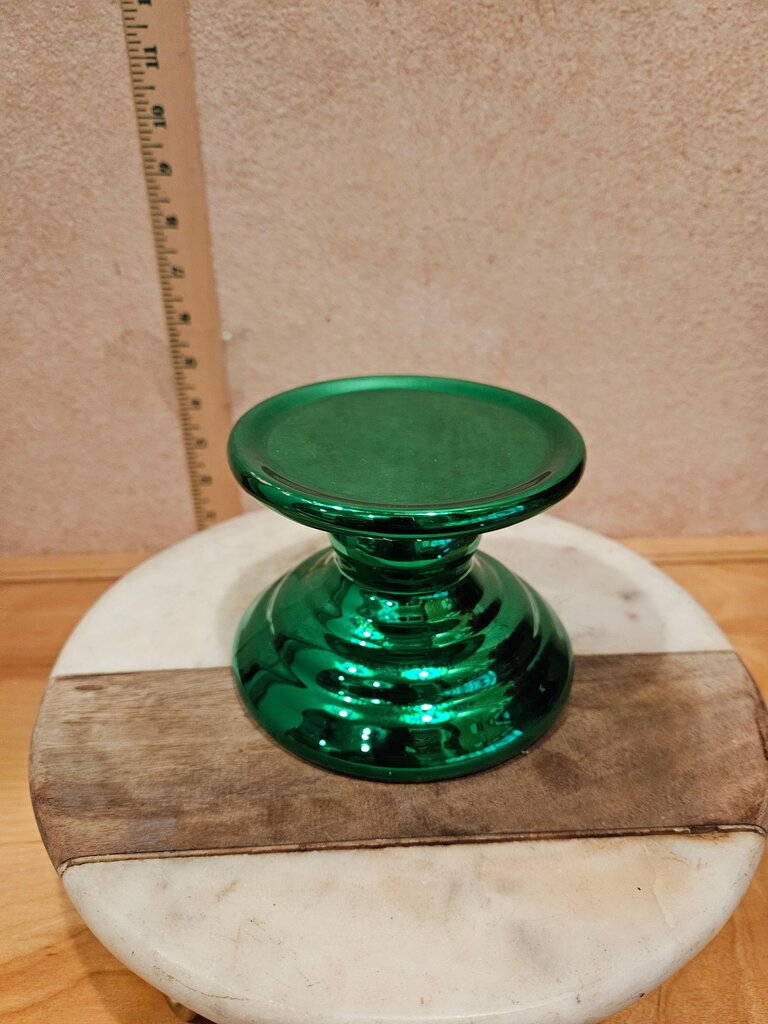 Vintage Green Glass Candle Holder