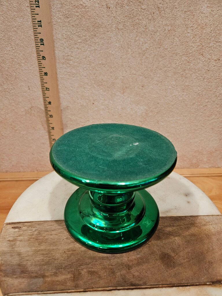 Vintage Green Glass Candle Holder