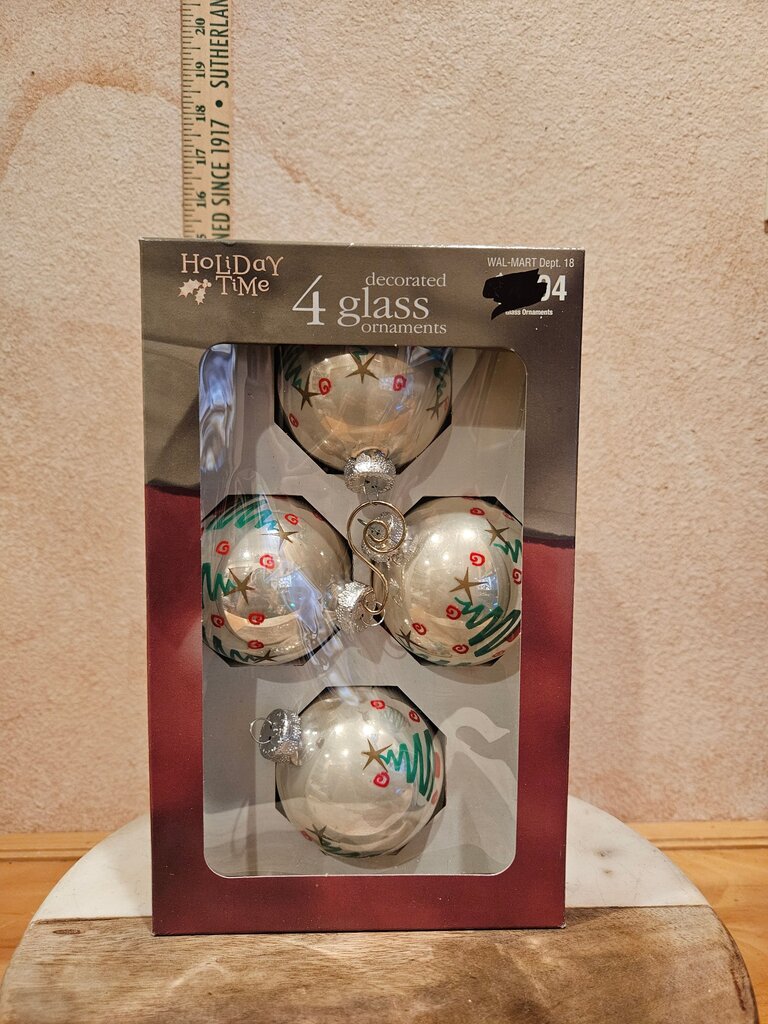 Holiday Time Ornaments Painted Christmas Tree Design Glass decor