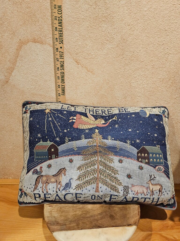Country Christmas "Let There Be Peace On Earth", Animals, Tapestry Pillow Cabin Grandmacore