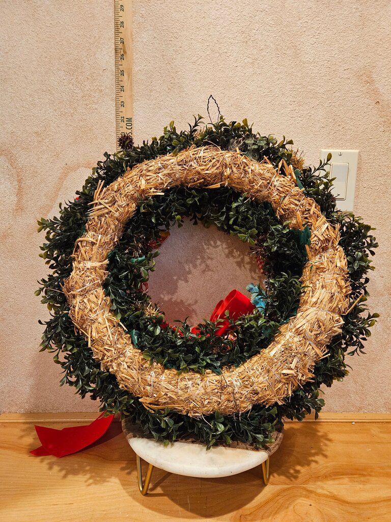 Decorative Holiday Wreath with Red Bow
