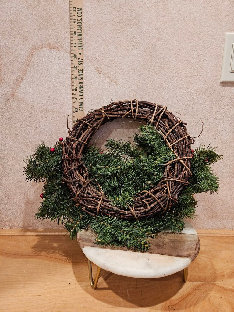 Decorative Holiday Wreath with Fruits and Ribbon