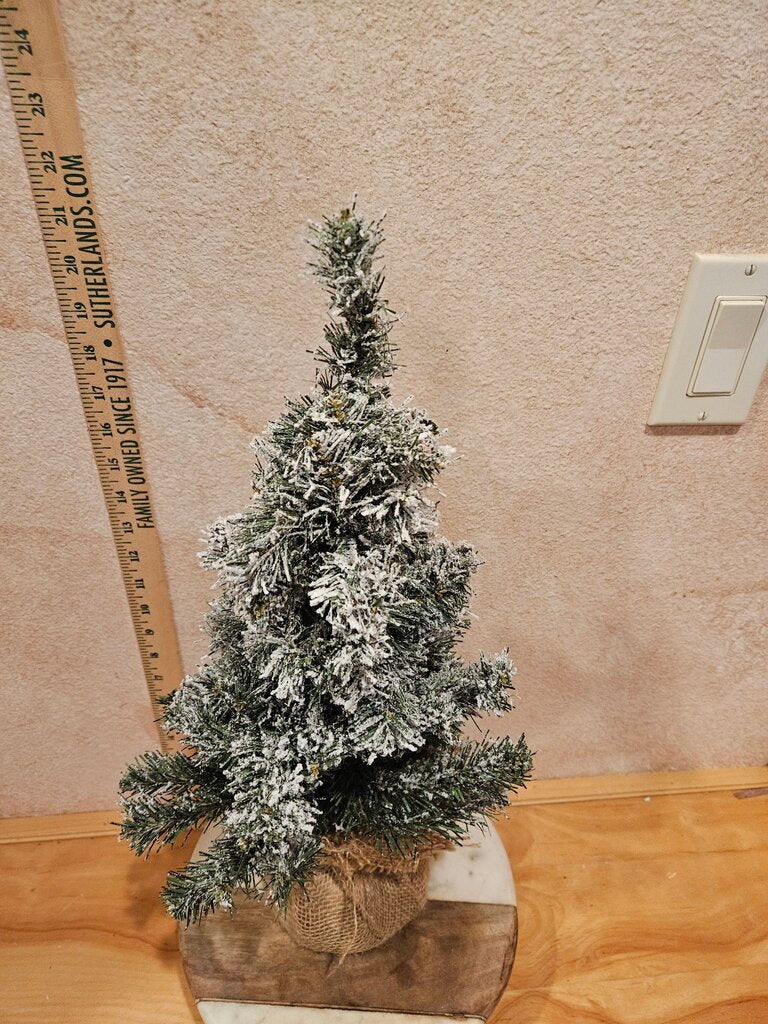 Frosted Mini Christmas Tree in Burlap Pot cottagecore grandmacore farmhouse christmas