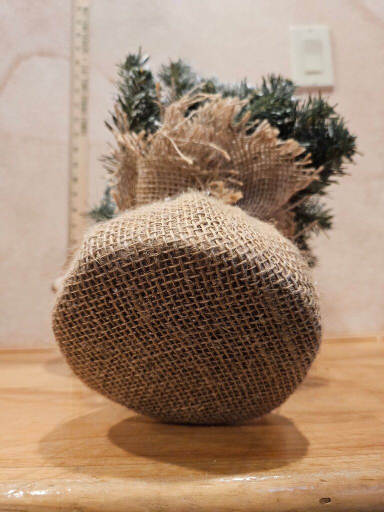 Frosted Mini Christmas Tree in Burlap Pot cottagecore grandmacore farmhouse christmas