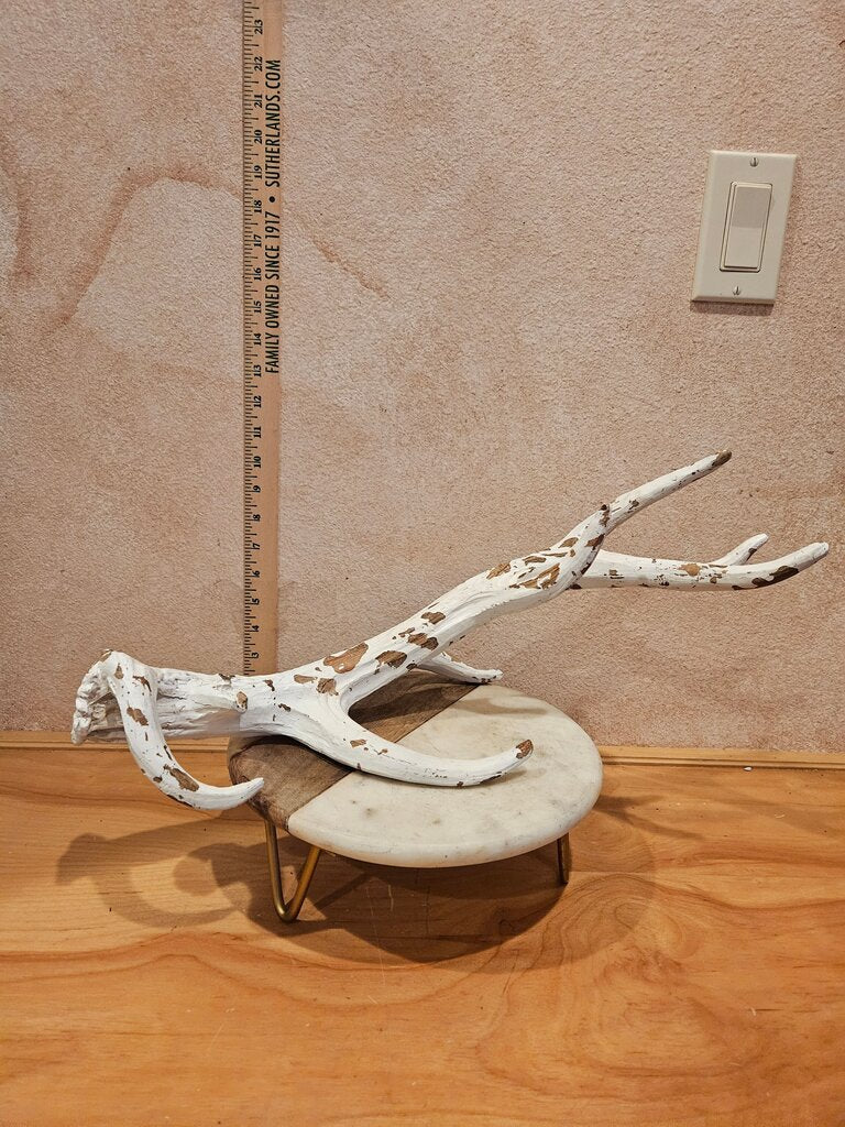 Decorative Chippy Paint White Antler Deer Branch style ornament display, beach theme decor, farmhouse decor
