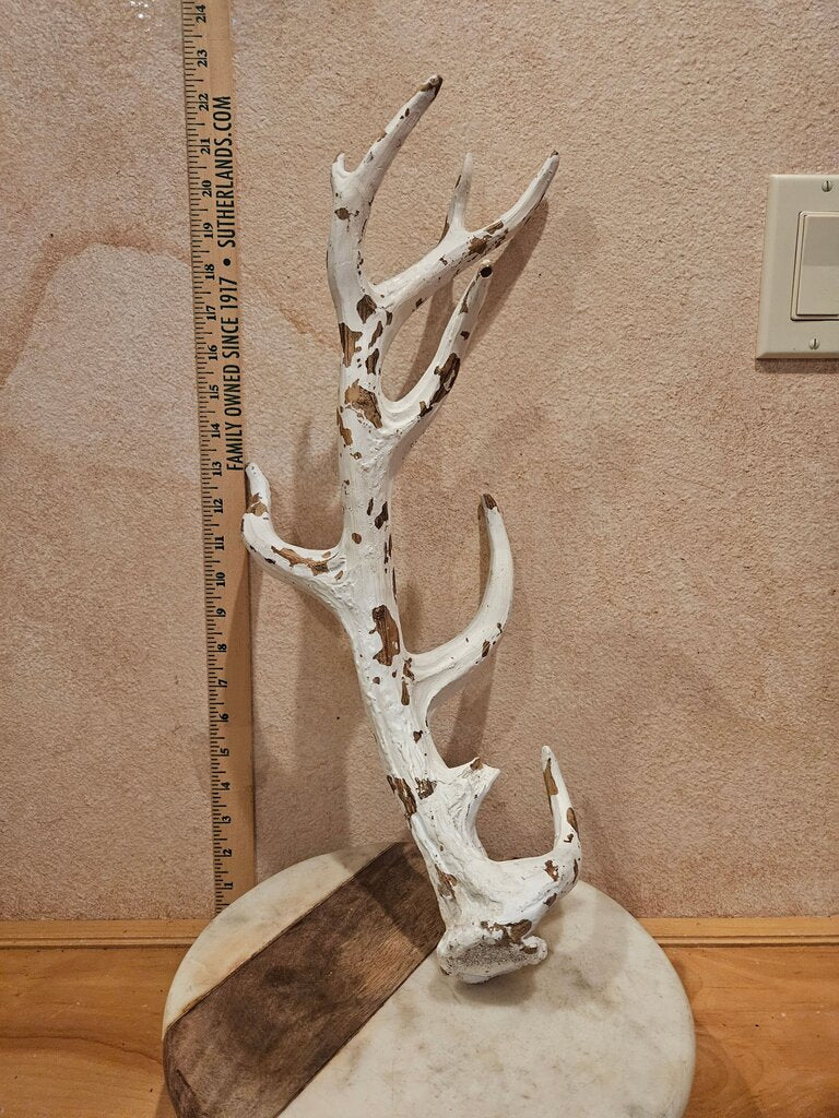 Decorative Chippy Paint White Antler Deer Branch style ornament display, beach theme decor, farmhouse decor