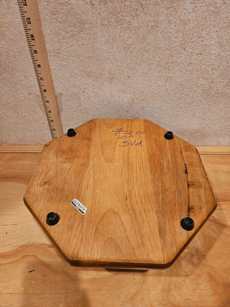Vintage Octagonal Wooden Serving Cheese / Meats / Fruit Holiday Board Charcutier Serving Tray Cloche Base