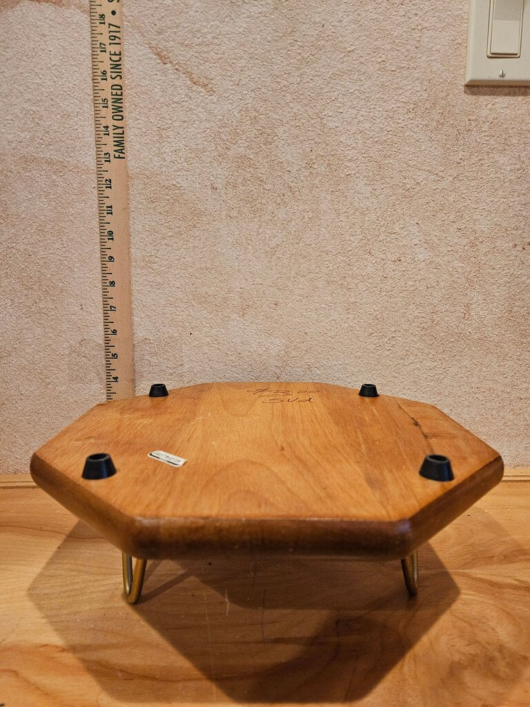 Vintage Octagonal Wooden Serving Cheese / Meats / Fruit Holiday Board Charcutier Serving Tray Cloche Base