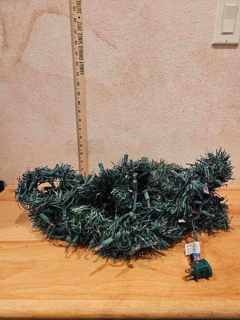 Green Christmas Garland with Tree Lights