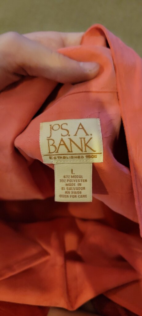 Jos A Bank Men's Button-Up Shirt size large Orange / coral