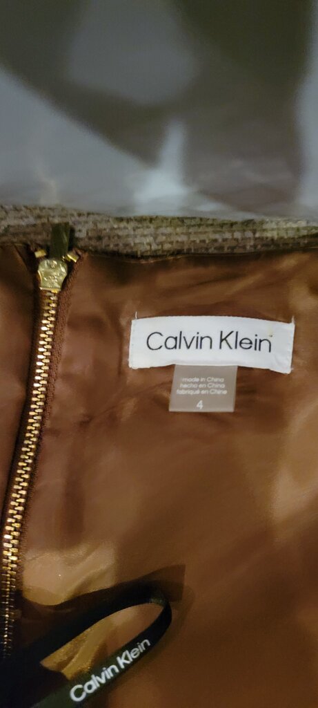 Calvin Klein High Low Metallic Bronze Ball Gown Size 4 Shimmer Ballroom Dress