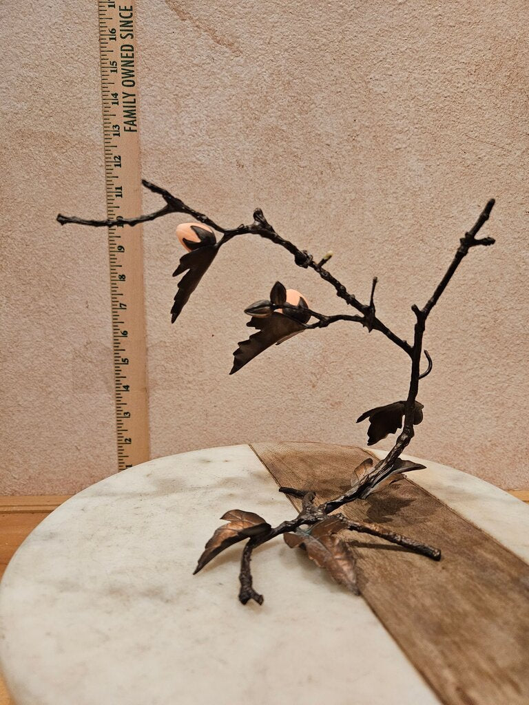 Decorative Metal Branch Sculpture w Leaves & Fruit Wine Bottle Holder