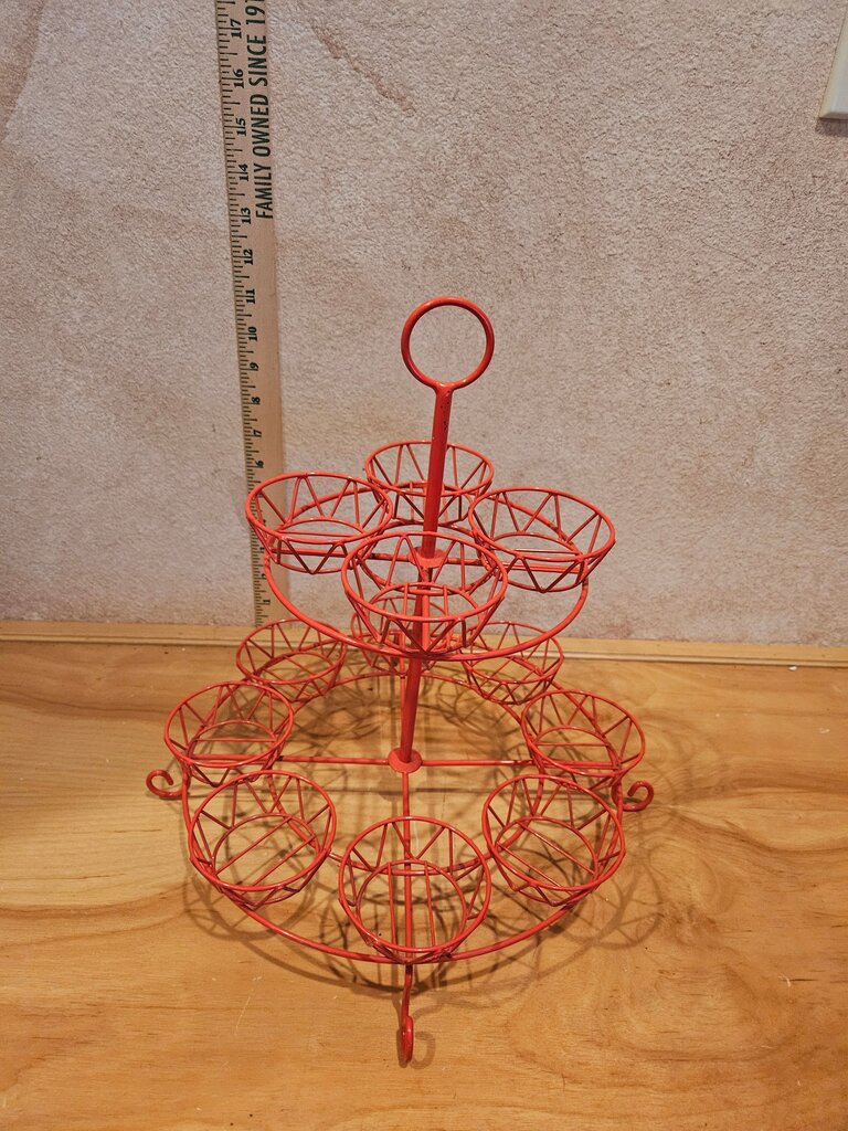 Red Multi-Tier Wire Basket Metal CUPCAKE STAND 2 Tier Holds 12 Dessert Holder Muffin Wedding Tower Ornament Display Stand