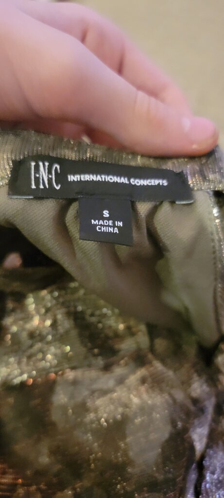 INC International Concepts Gold Top Size Small Festival, Club Glam