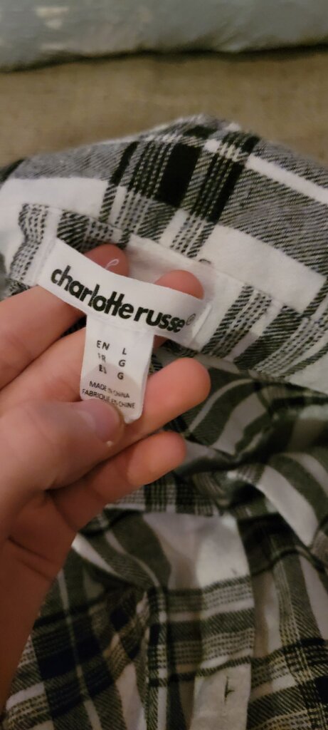 Charlotte Russe Women's Flannel Shirt black and white size large