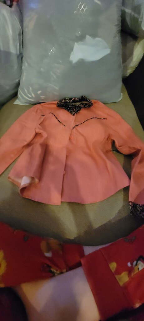 Vintage 1970s Sears Roebuck Growing Girl Tag 10 Button up cowgirl shirt w folk-art collar