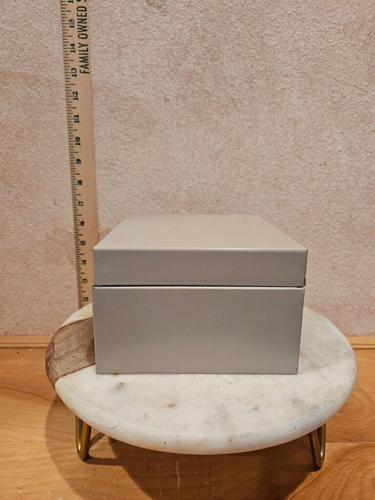 Vintage Metal Hinged Box Can Be Used As A Recipe Box paperwork, letter, holder Etc.