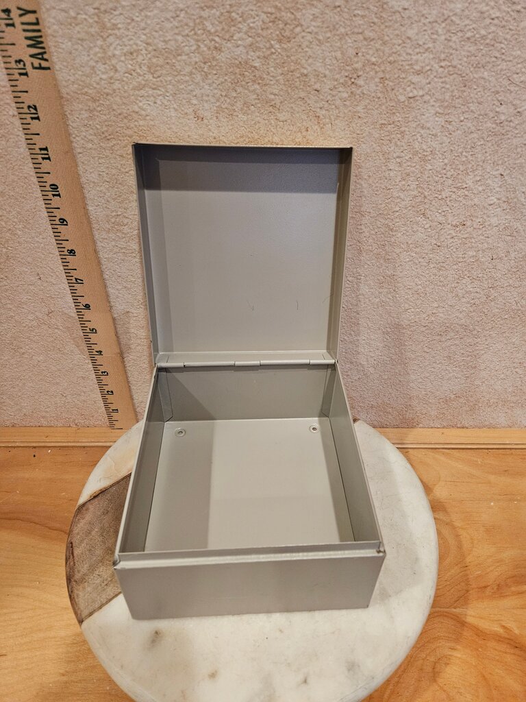 Vintage Metal Hinged Box Can Be Used As A Recipe Box paperwork, letter, holder Etc.