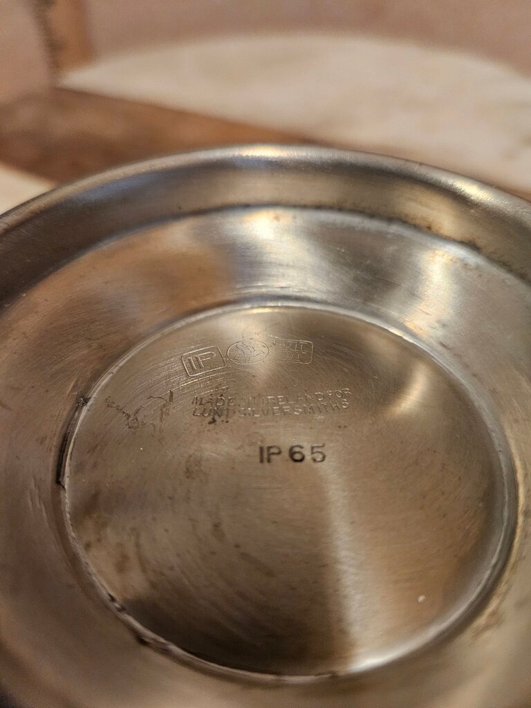 Vintage Pedestal pewter mug or tankard made exclusively for Lunt Silversmiths Made in Ireland w dent