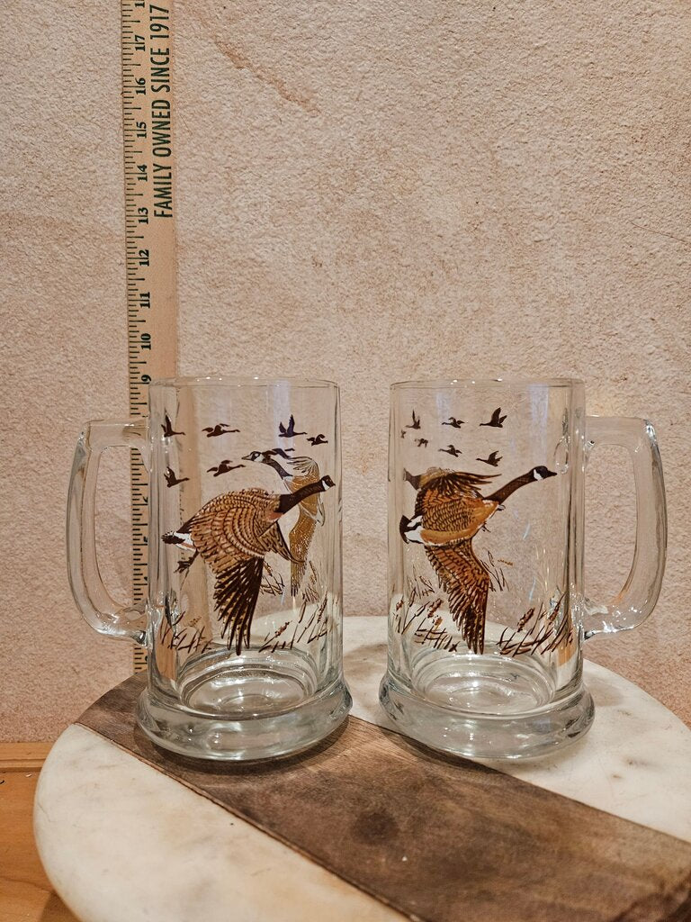 Vintage Pair of Schmidt Beer Collector Series Mug VII Geese Goose Bird farmhouse barware