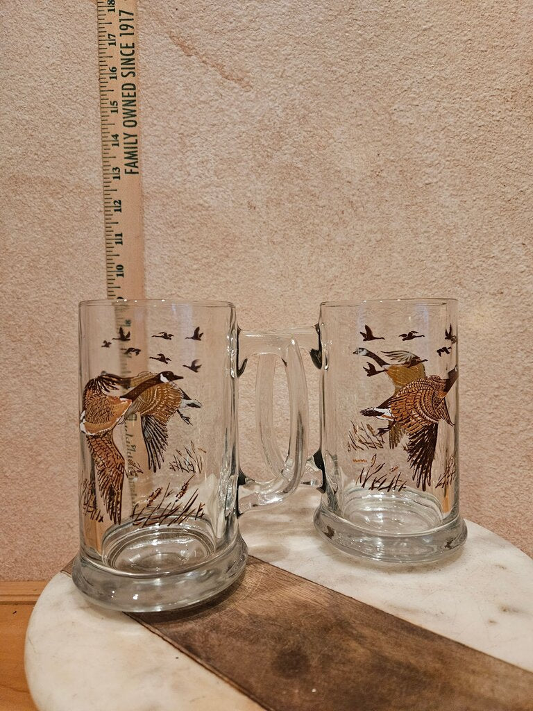 Vintage Pair of Schmidt Beer Collector Series Mug VII Geese Goose Bird farmhouse barware