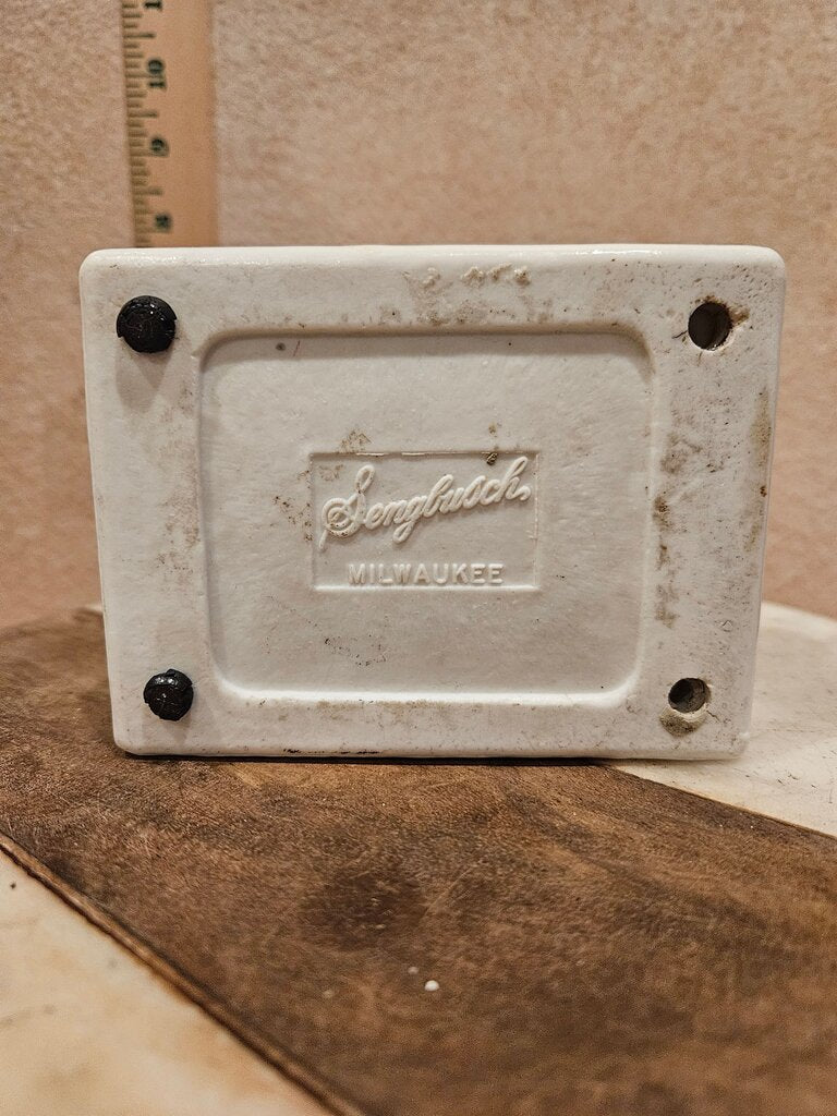 Vintage Sengbusch Ideal Junior Stamp Moistener Wetter White Porcelain 2 x 2.5 in Paperweight