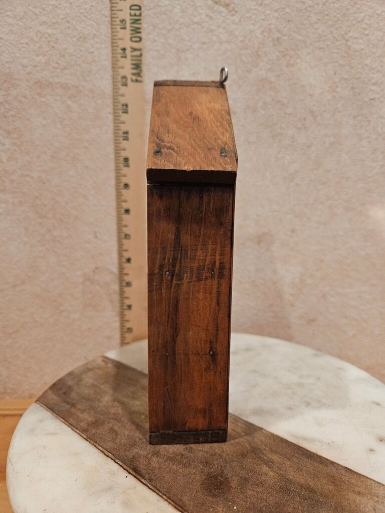 Vintage Wooden House Shelf Curio Display Trinkets, Multiple Cubbies w picture holder, Wood Prayer House w Jesus Image