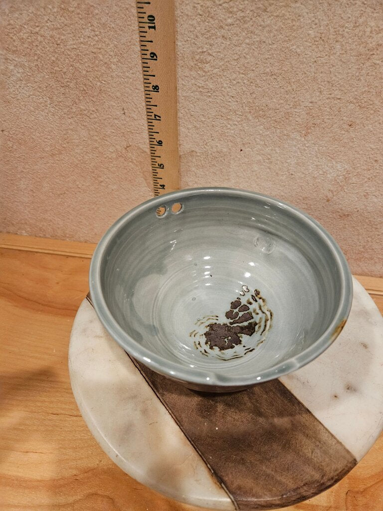 Handmade Set of Blue, brown & Tan Ceramic Ramen Noodle Bowl w chopstick rests Serving Bowl