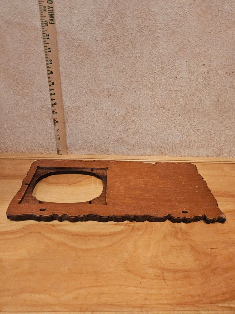Vintage Solid Carved Mahogany Photo Frame Holds 4x6"God Bless Our Family Wooden Frame