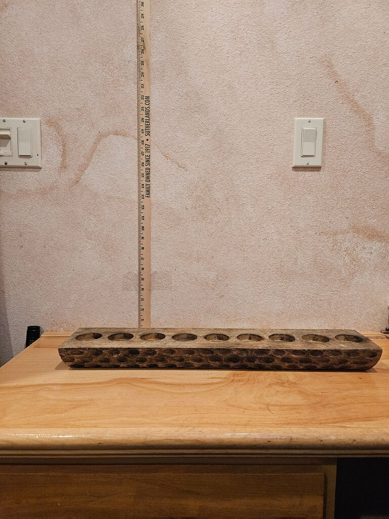 Vintage Hammered Wood Sugar Mold Style Wooden Tealight Candle Holder centerpiece display