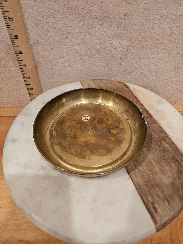 Vintage MCM Brass Bowl shallow dish, plant riser, cloche base trinket holder, vanity display